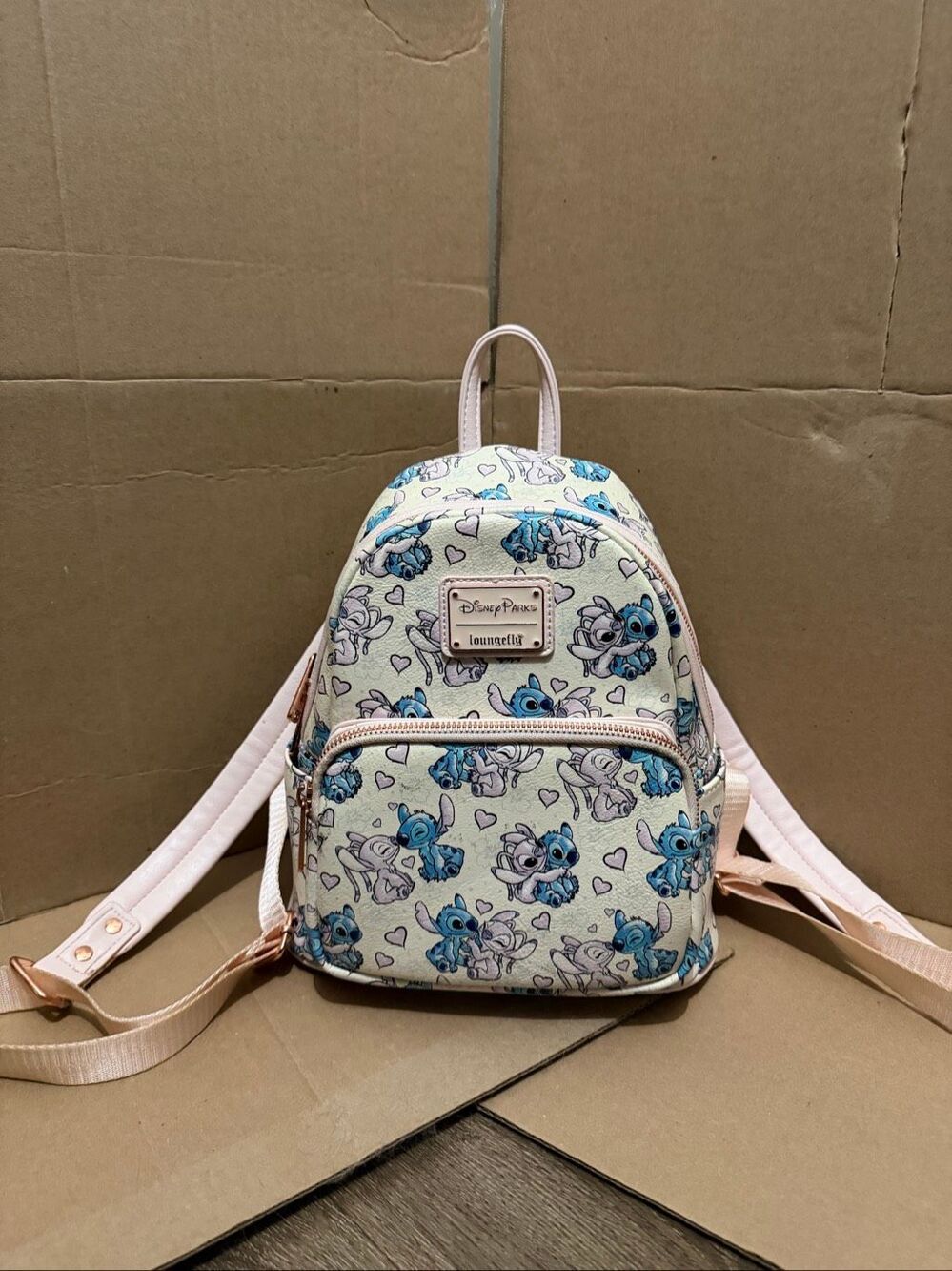 Loungefly Disney Parks Stitch & Angel Valentines Hearts Mini Backpack